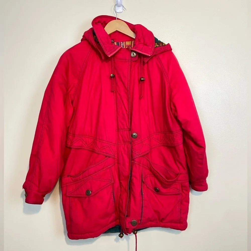Vintage Boho Dash Pink Quilted Parka Jacket
